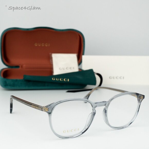 BRAND NEW Gucci GG0551O 013 Transparent Light Blue Demo Oval Unisex Eyeglasses - Picture 3 of 8